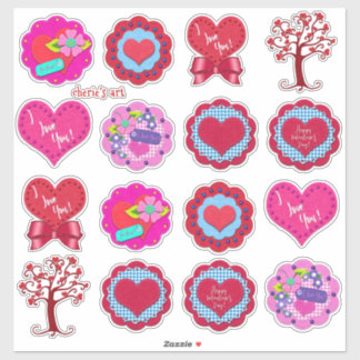 Valentine's Day Assorted Adorable Felt Look Sticker