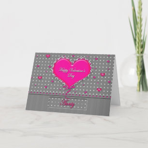 Valentine's Day - AUNTY - Gray/Pink/Polka Dot Holiday Card