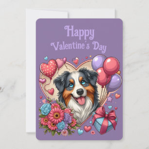 Valentine's Day - Australian Shepherd 4 - Holiday Card