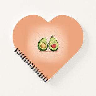 Valentines Day Avocado Halves Love Pattern Notebook