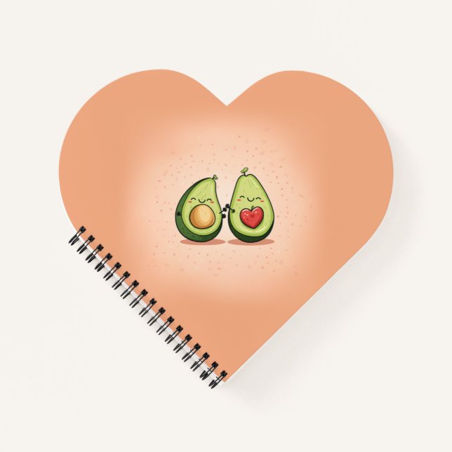 Valentines Day Avocado Halves Love Pattern Notebook (Front)
