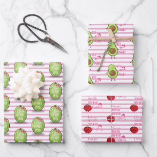 valentines day avocado tomato and olive you love wrapping paper sheets