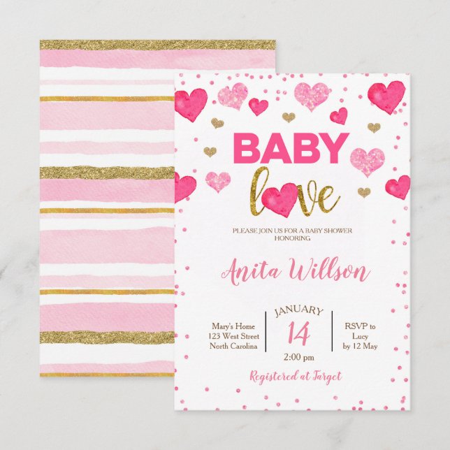 Valentines Day Baby Love Shower Invitation (Front/Back)