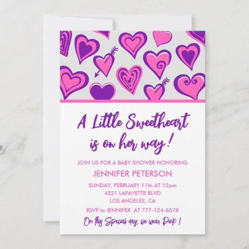 Valentines day baby shower A little sweetheart Invitation