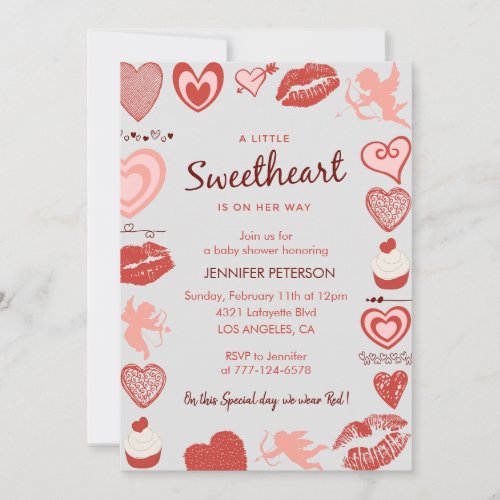 Valentines day baby shower a little sweetheart invitation