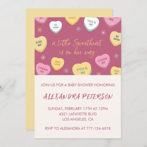 Valentines day baby shower colorful candy heart invitation