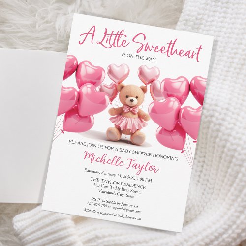 Valentines Day baby Shower Cute Bear Sweetheart Invitation