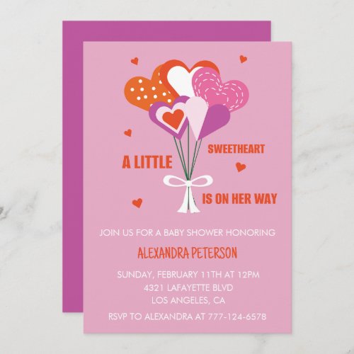 Valentines day baby shower Cute Hearts Bouquet Invitation