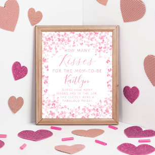 Valentine's Day Baby Shower How Many Kisses Game Poster