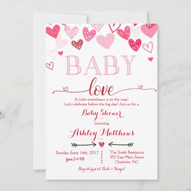 Valentines Day Baby Shower Invitation (Front)