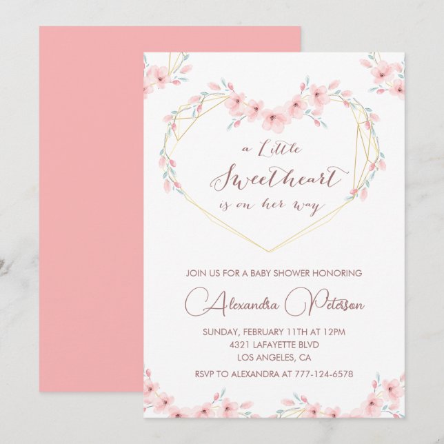Valentines day baby shower invitation Elegant  (Front/Back)