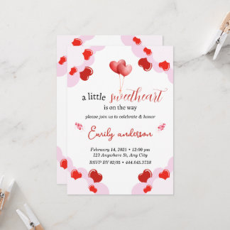 Valentines Day Baby Shower Invitation Hearts