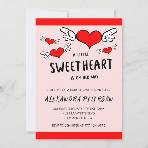 Valentines day baby shower newborn hearts invitation