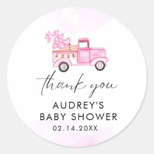 Valentines Day Baby Shower Thank you Favor Classic Round Sticker