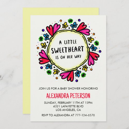 Valentines day baby shower whimsical heart invitation