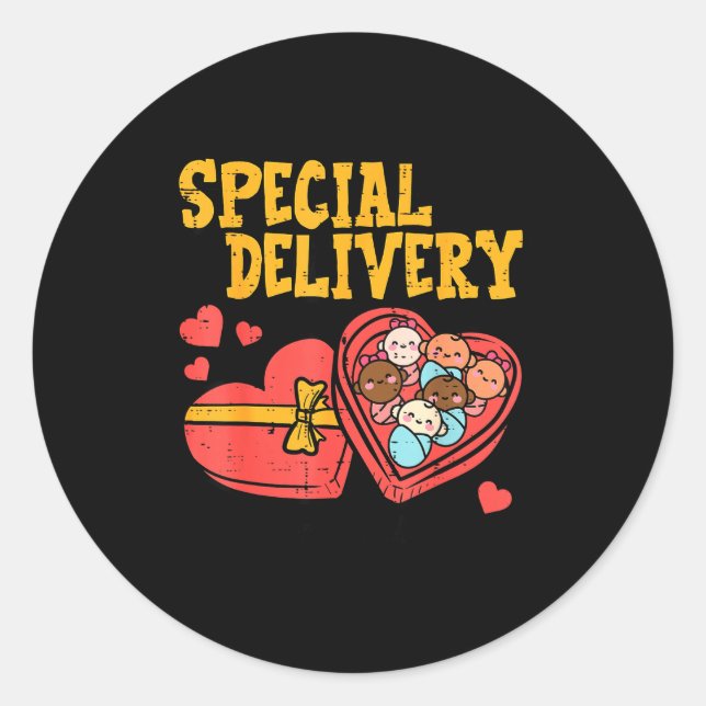 Valentines Day Baby Special Labor Delivery Nurse W Classic Round Sticker (Front)