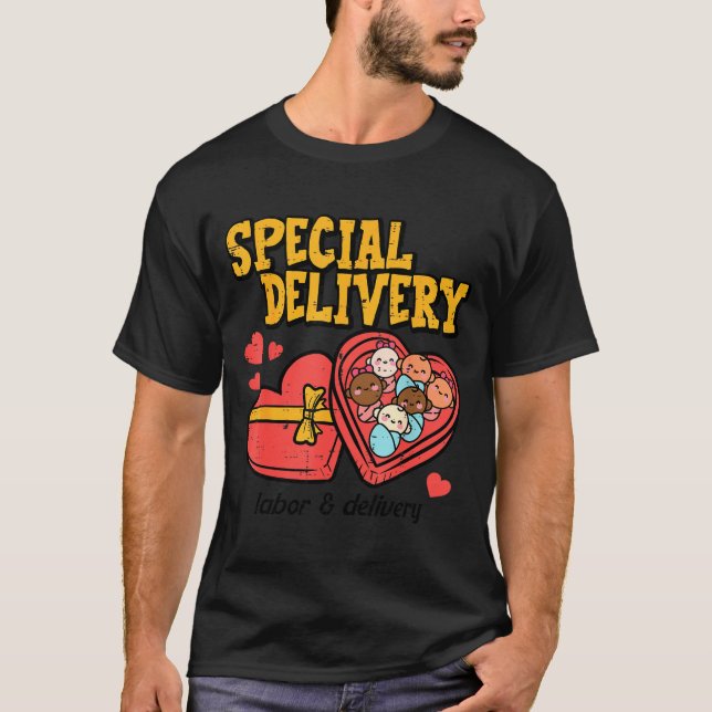 Valentines Day Baby Special Labor Delivery Nurse W T-Shirt (Front)