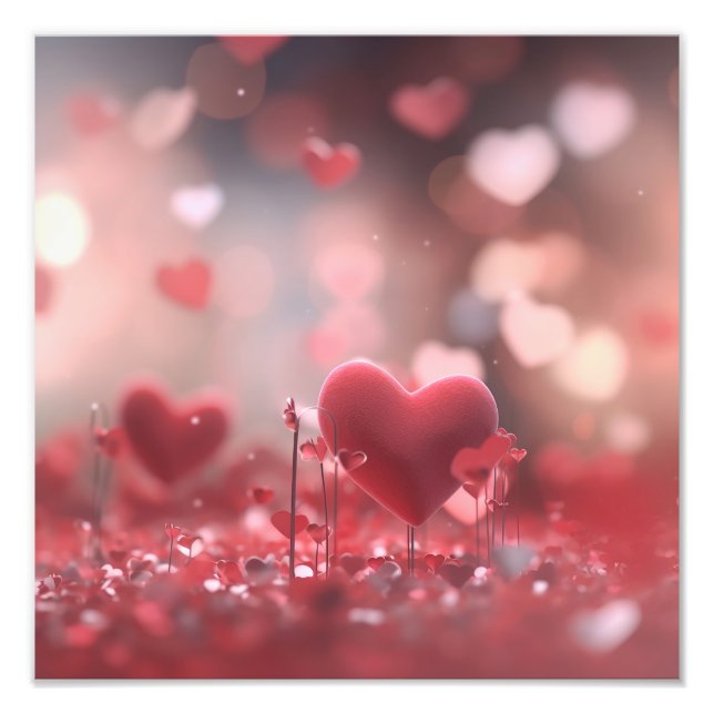 Valentines day background with pink hearts photo print (Front)