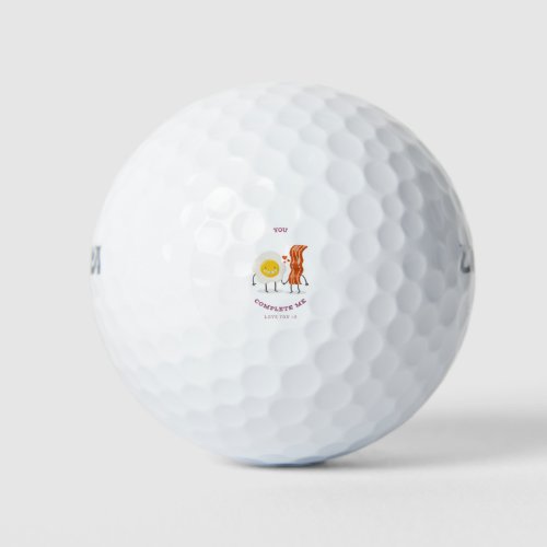 valentines day bacon and egg character golf balls