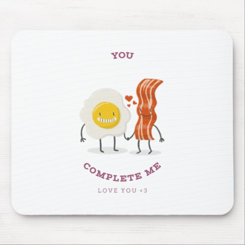valentines day bacon and egg character mouse pad