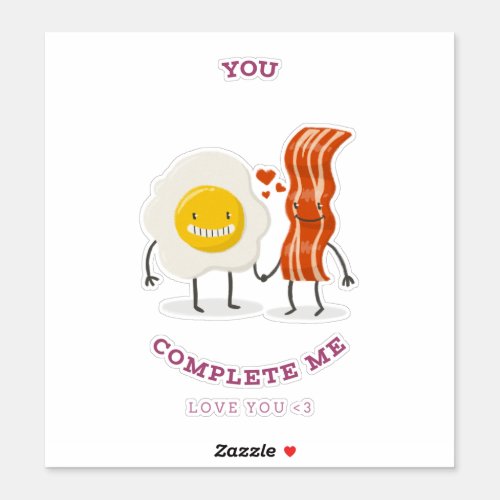 valentines day bacon and egg character sticker