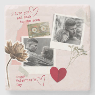 Valentines Day balck and white couple photo Stone Coaster