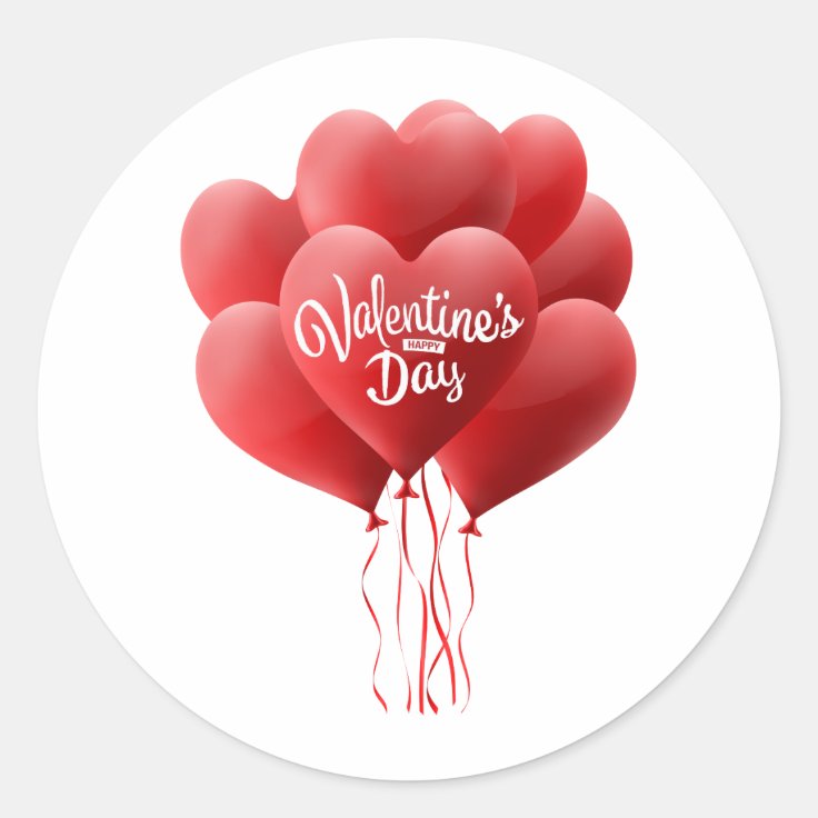 Valentine's Day Balloons Classic Round Sticker Zazzle