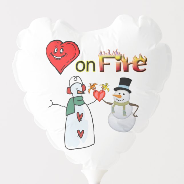 Valentine's Day Balloons Heart Fire Snowman  (Front)