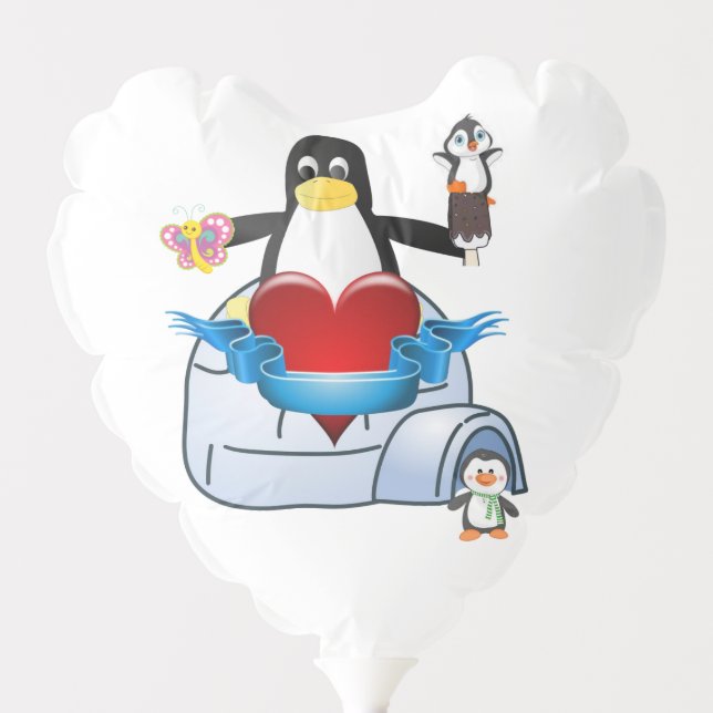 Valentine's Day Balloons Penguin Hearts (Front)