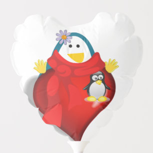 Valentine's Day Balloons Penguin Hearts