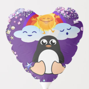 Valentine's Day Balloons Penguin Hearts