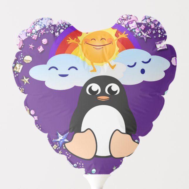 Valentine's Day Balloons Penguin Hearts (Front)