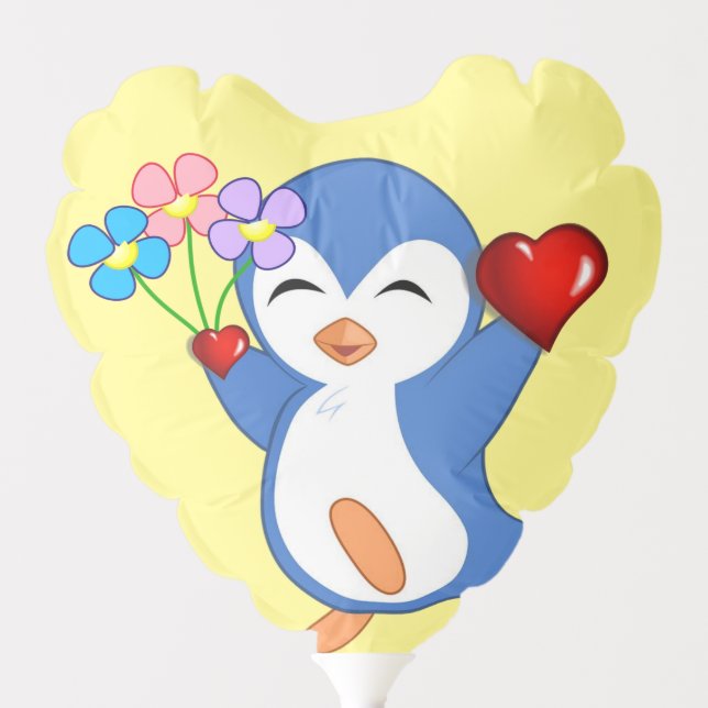Valentine's Day Balloons Penguin Hearts (Front)