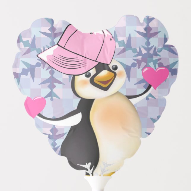 Valentine's Day Balloons Penguin Hearts (Front)