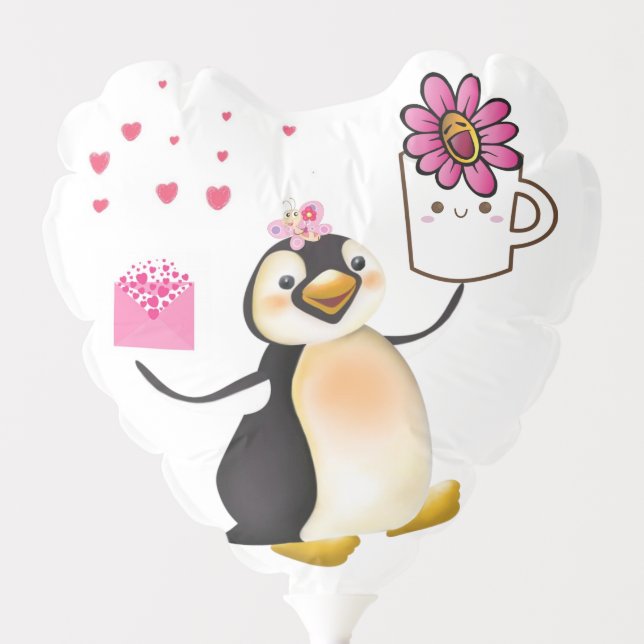 Valentine's Day Balloons Penguin Hearts (Front)