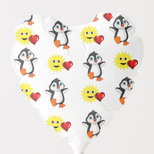 Valentines Day Balloons Penguin Hearts Sun