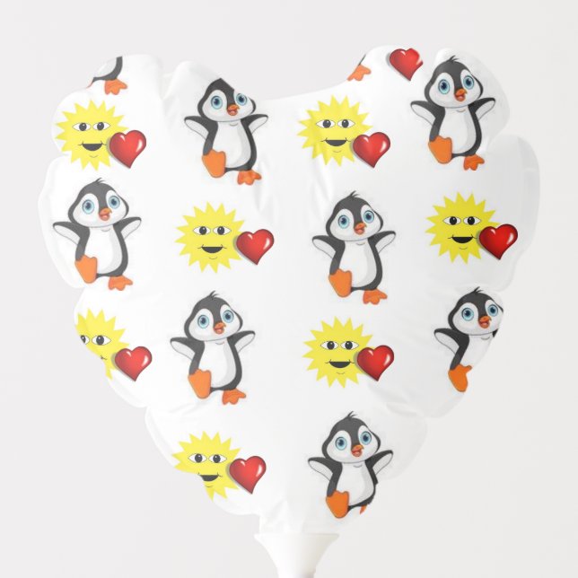 Valentine's Day Balloons Penguin Hearts Sun (Front)
