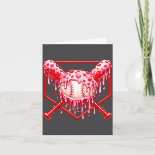 Valentines Day Baseball Boys Ice Cream Drip Heart  Card