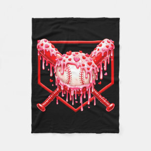 Valentines Day Baseball Boys Ice Cream Drip Heart Fleece Blanket