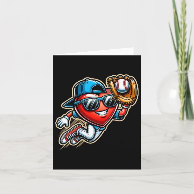Valentines Day Baseball Boys Kids Funny 2  Card (Front)
