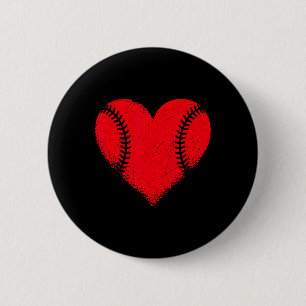 Valentines Day Baseball Heart Sport Boys Teens Gir Button