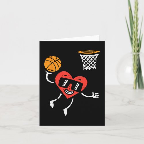 Valentines Day Basketball Cute Sports Men Boys Kid Card