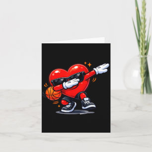 Valentines day basketball funny dabbing red heart card