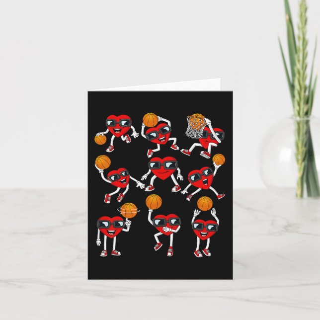 Valentines Day Basketball Heart Player Boys Kids  Card (Front)