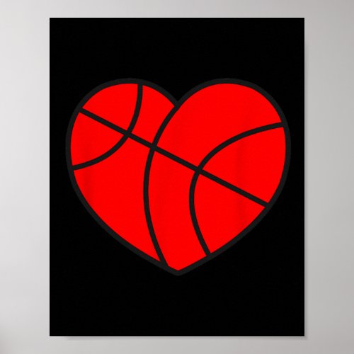 Valentines Day Basketball  Red Heart Men Women Pa Poster