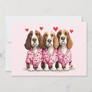 Valentines Day Basset Hound Dogs Holiday Card