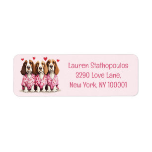 Valentines Day Basset Hound Dogs Label