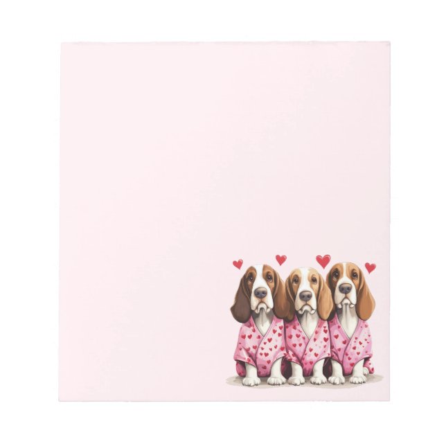 Valentines Day Basset Hound Dogs Notepad (Front)