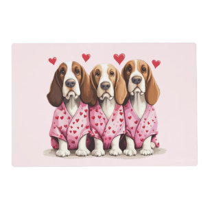 Valentines Day Basset Hound Dogs Placemat