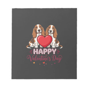 Valentine's Day Basset Hound Floral Dog Notepad
